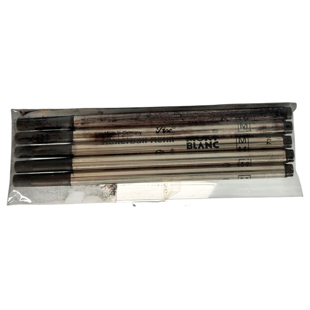 Mont Blanc Rollerball Ballpoint Pen Refill Medium Mystery Black Pkg of 5 *READ